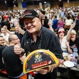 Eddy Baillifard, ambassadeur de la raclette, lors du record du monde de la plus grande raclette à Martigny.